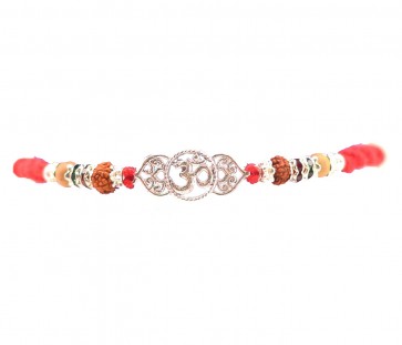 Pure Silver OM Rakhi with Rudraksh(82602/9)