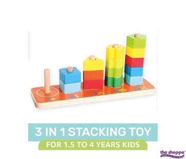 Orapple Wooden 3 in 1 Stacking Tower Toy