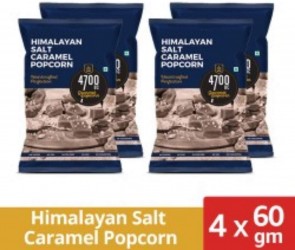4700BC Himalayan Salt Caramel Popcorn, Pouch, 60g (Pack of 4)