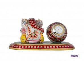 Marble Clock with Ganesh