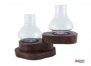 CI 2 Step Wooden Candle Holder