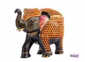 Wooden Elephant Undercut Coloured
