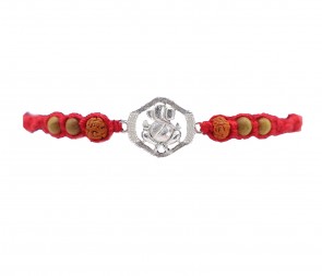 Pure Silver Ganesh Rakhi with Rudraksh(112545/8)