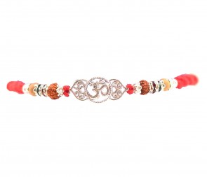 Pure Silver OM Rakhi with Rudraksh(82602/9)