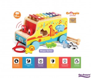 Orapple 4 in 1 Musical Pull Along Safari Bus Toys